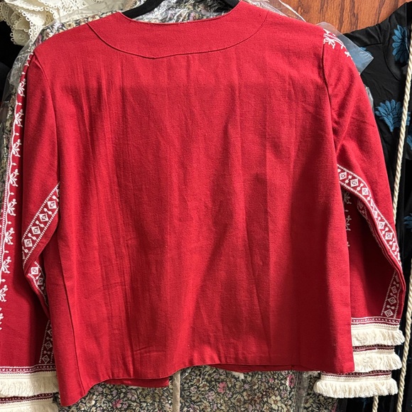 Julia Amory Red Jacket with White Embroidery - Picture 9 of 13